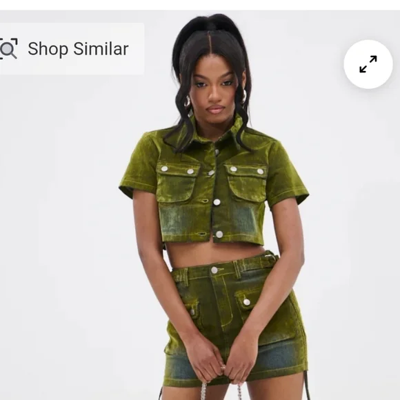 Akira Moss Green Distressed Velvet Cropped Jacket Size M - Picture 4 of 14